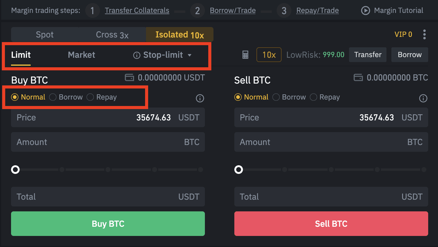 binance stop and limit