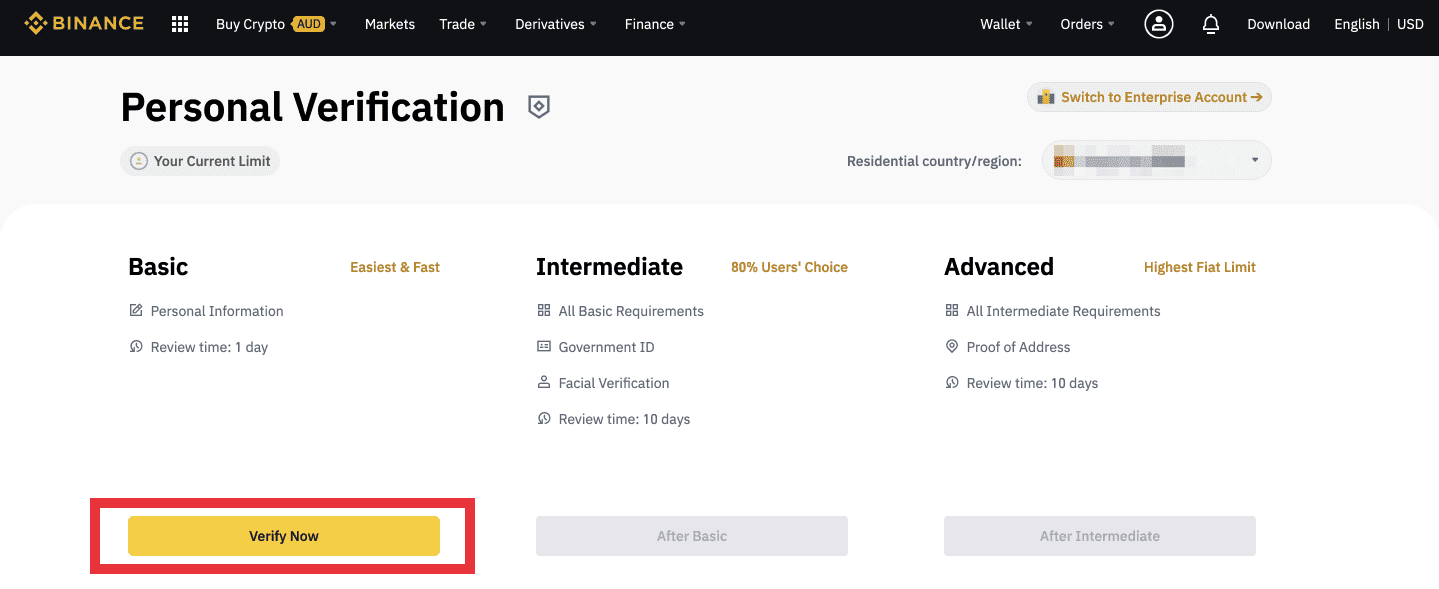 binance verification usa