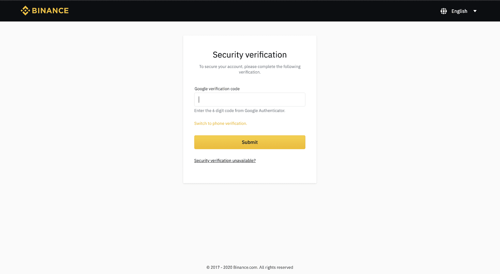 binance google auth not working