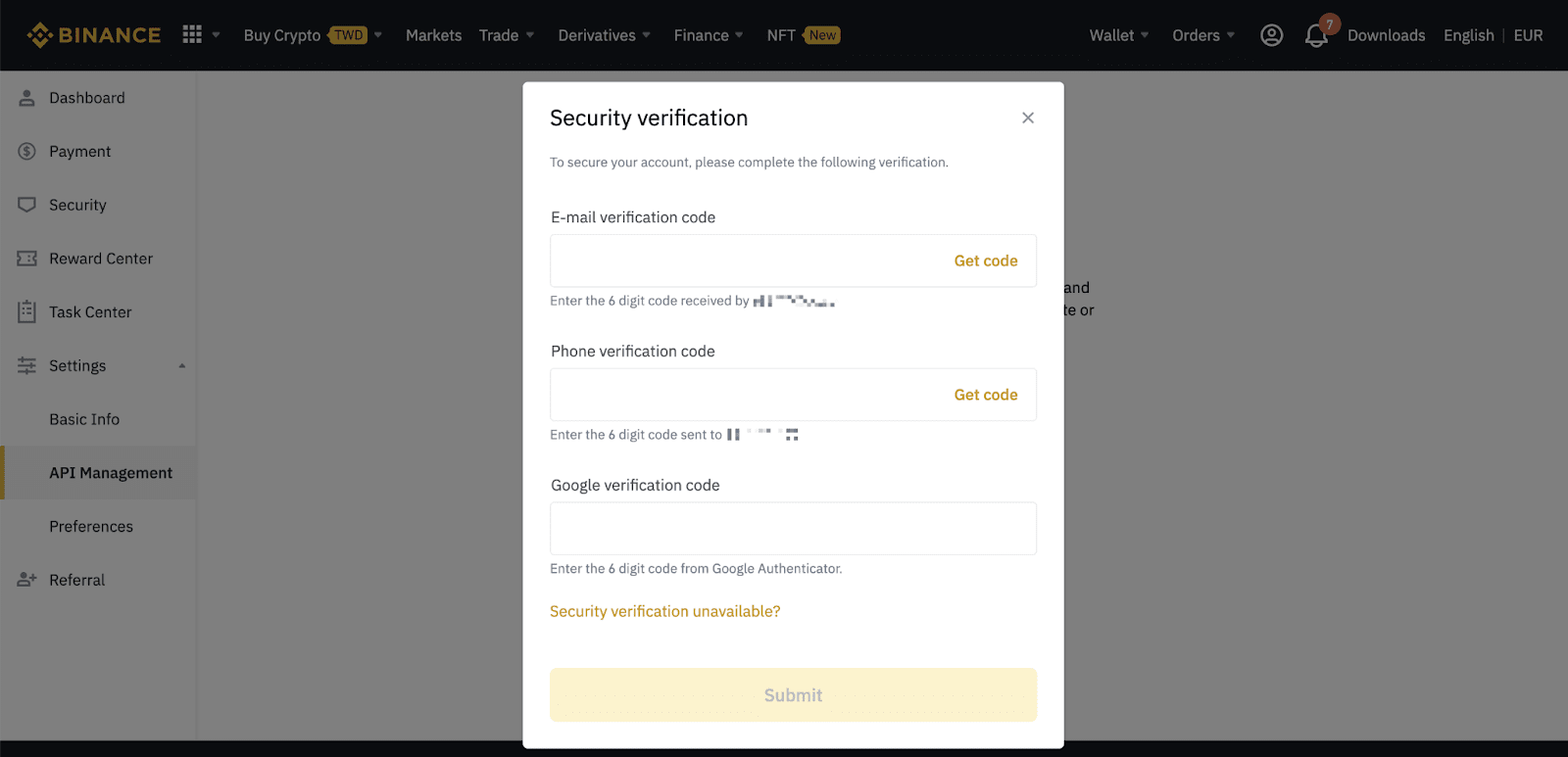 How do I get API from Binance app?