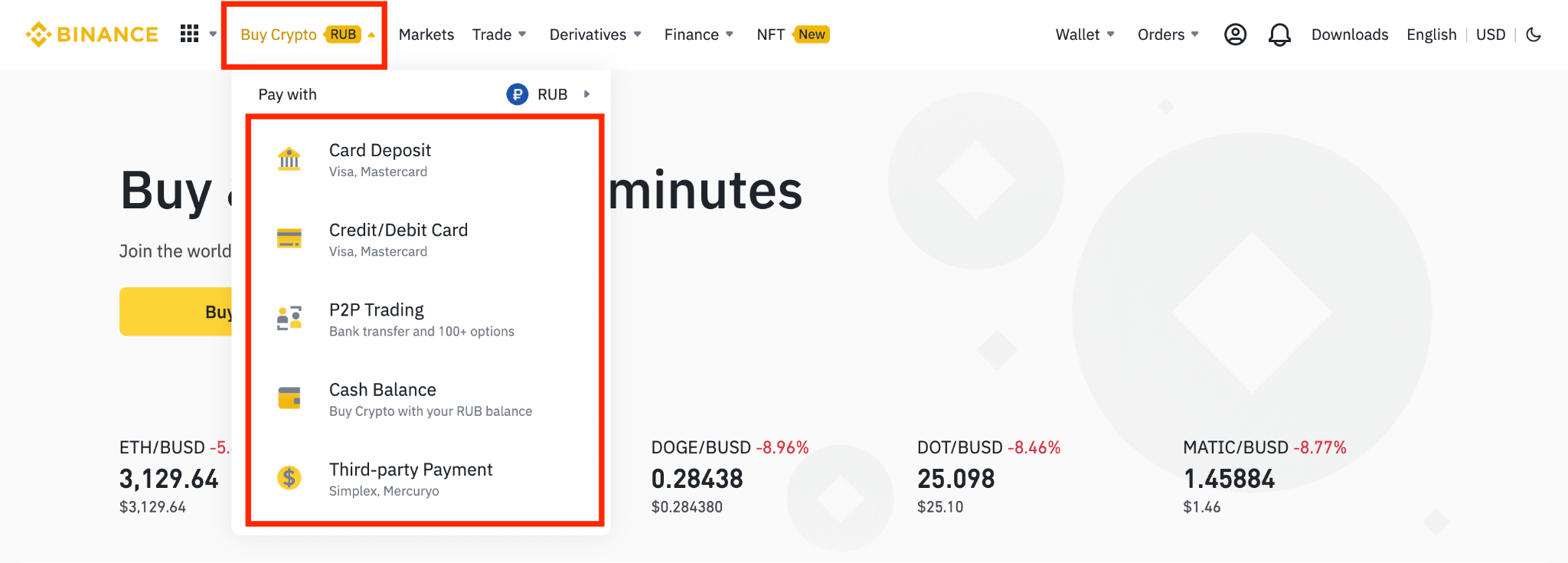 binance buy fiat