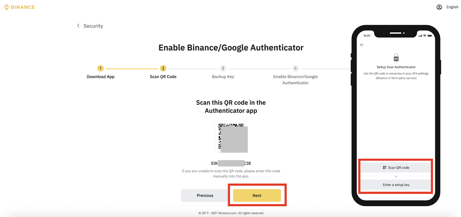 binance f2a code