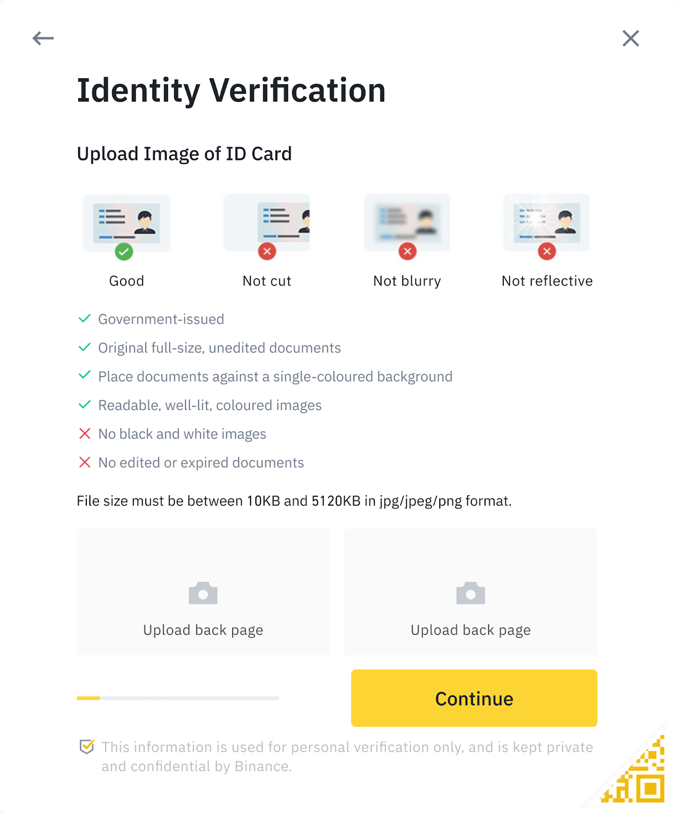 binance account verification not working