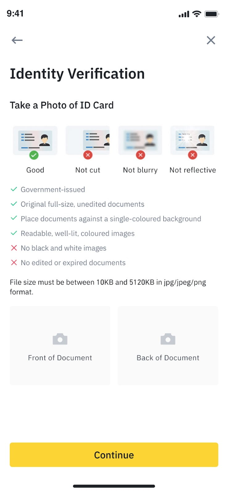 identity verification on binance