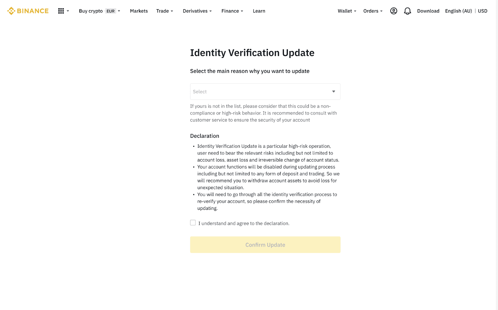 binance identity verification pending