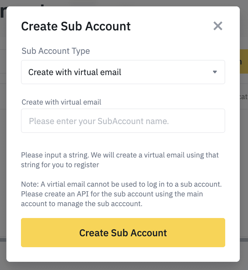 sub account binance