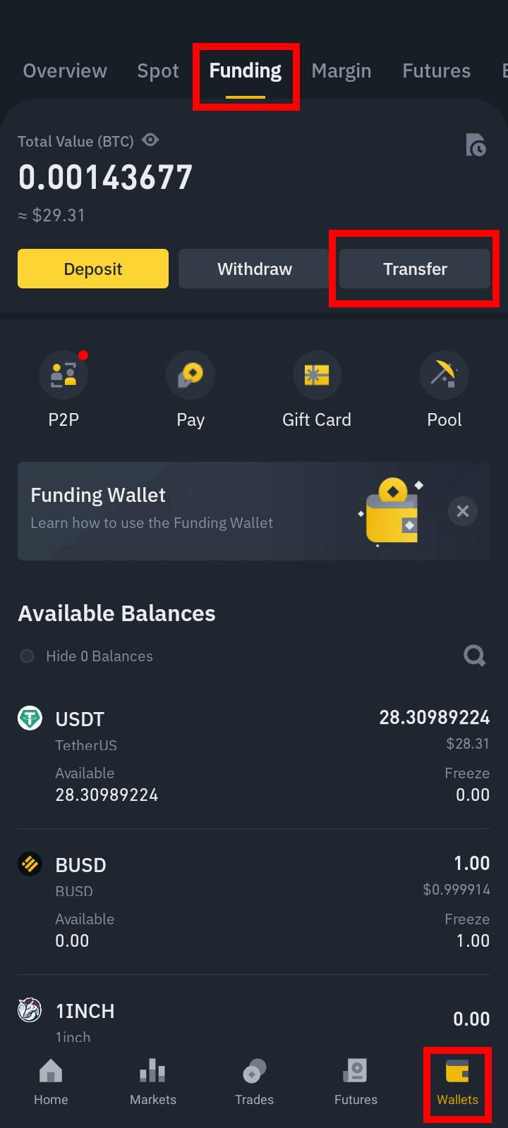 How To Transfer Assets From Funding Wallet To Spot Wallet Binance 
