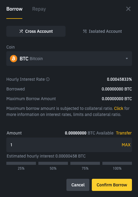 binance margin borrow