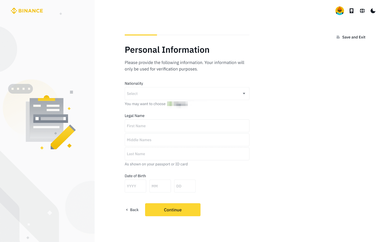 binance identity verification not working