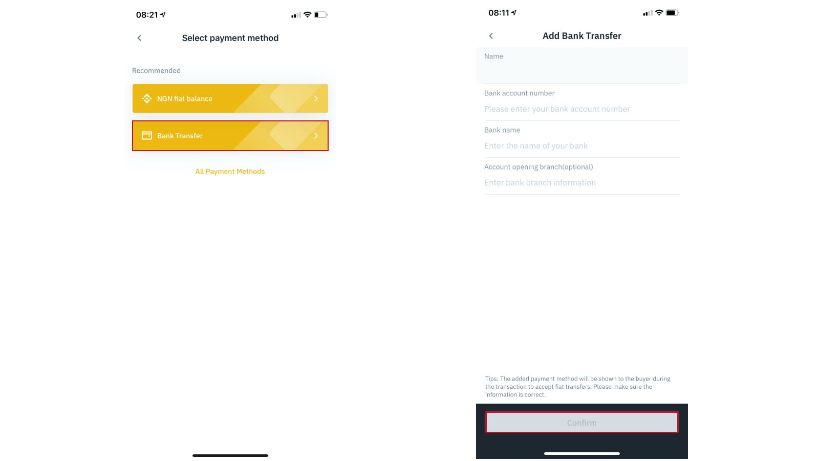 how to add payment method on binance p2p