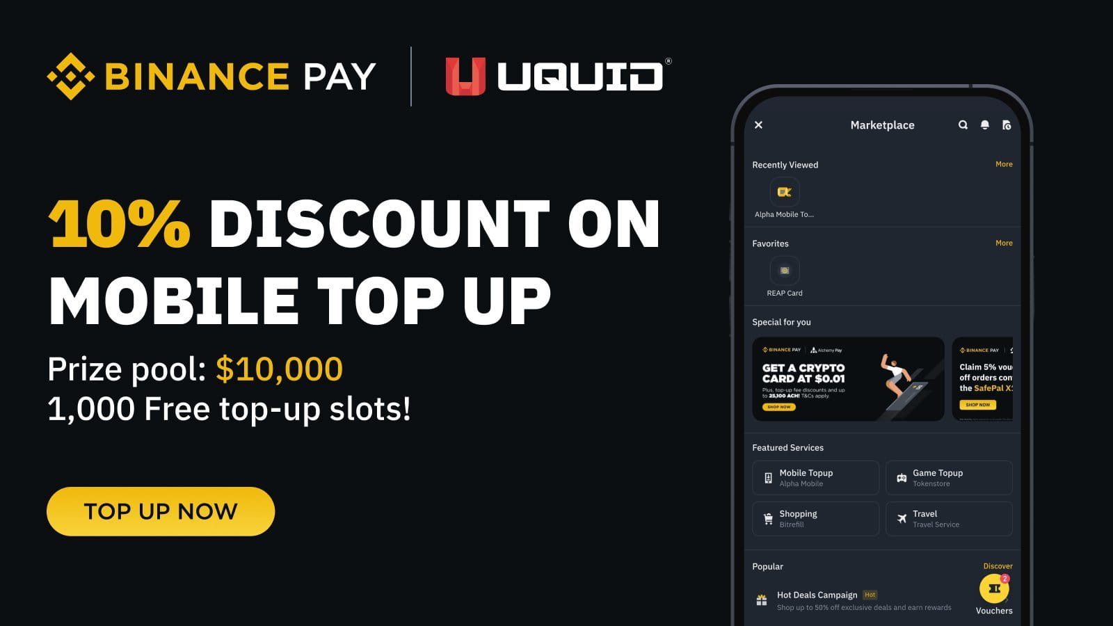 Get a 10% Discount on Mobile Top-Ups | $10,000 Prize Pool to be shared! |  Binance Blog