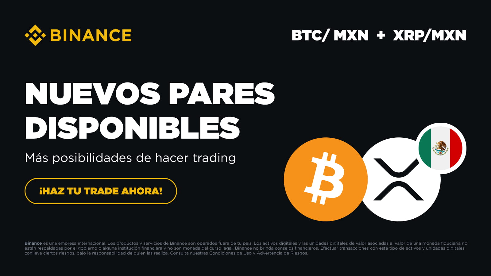 Compra BTC y XRP con pesos mexicanos a través de los nuevos pares de  trading en Binance | Blog de Binance