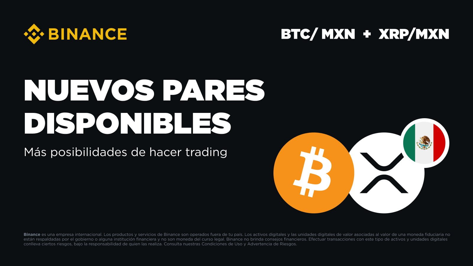 Los mexicanos ahora podrán comprar Bitcoin y XRP con pesos (MXN) en Binance  | Blog de Binance