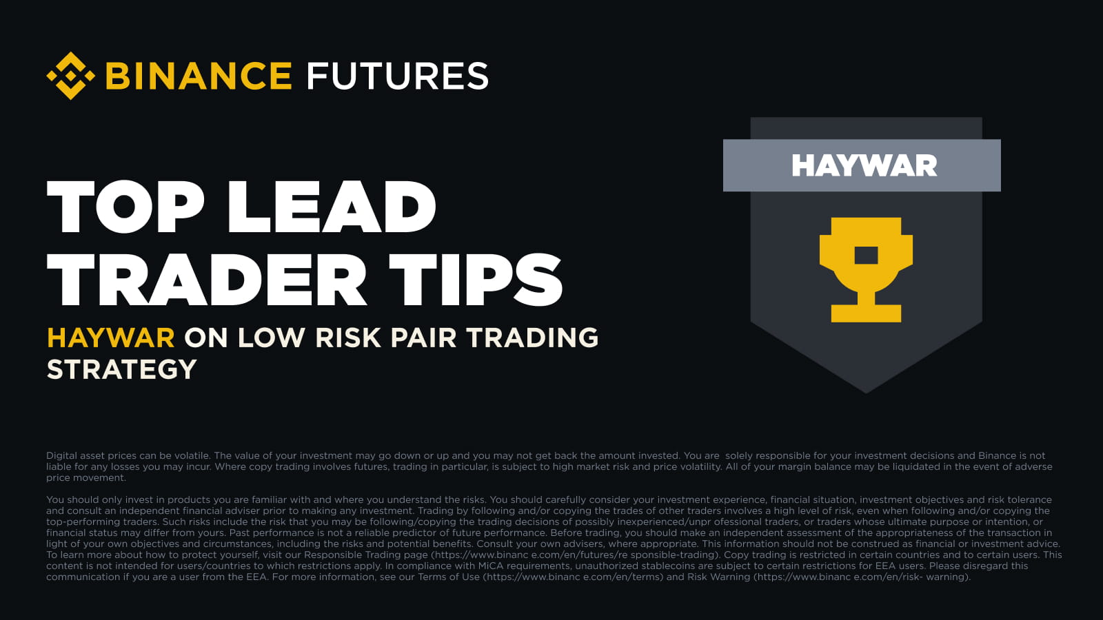 Haywar on Low Risk Pair Trading Strategy | Binance Blog