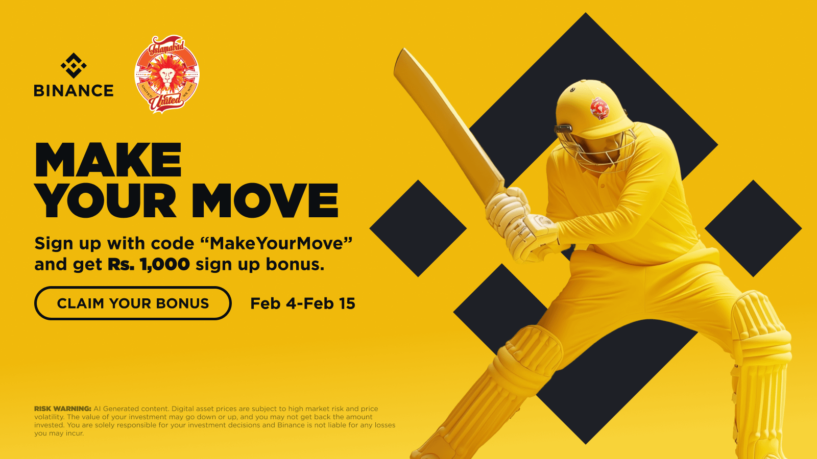 Binance and Islamabad United branding for partnership