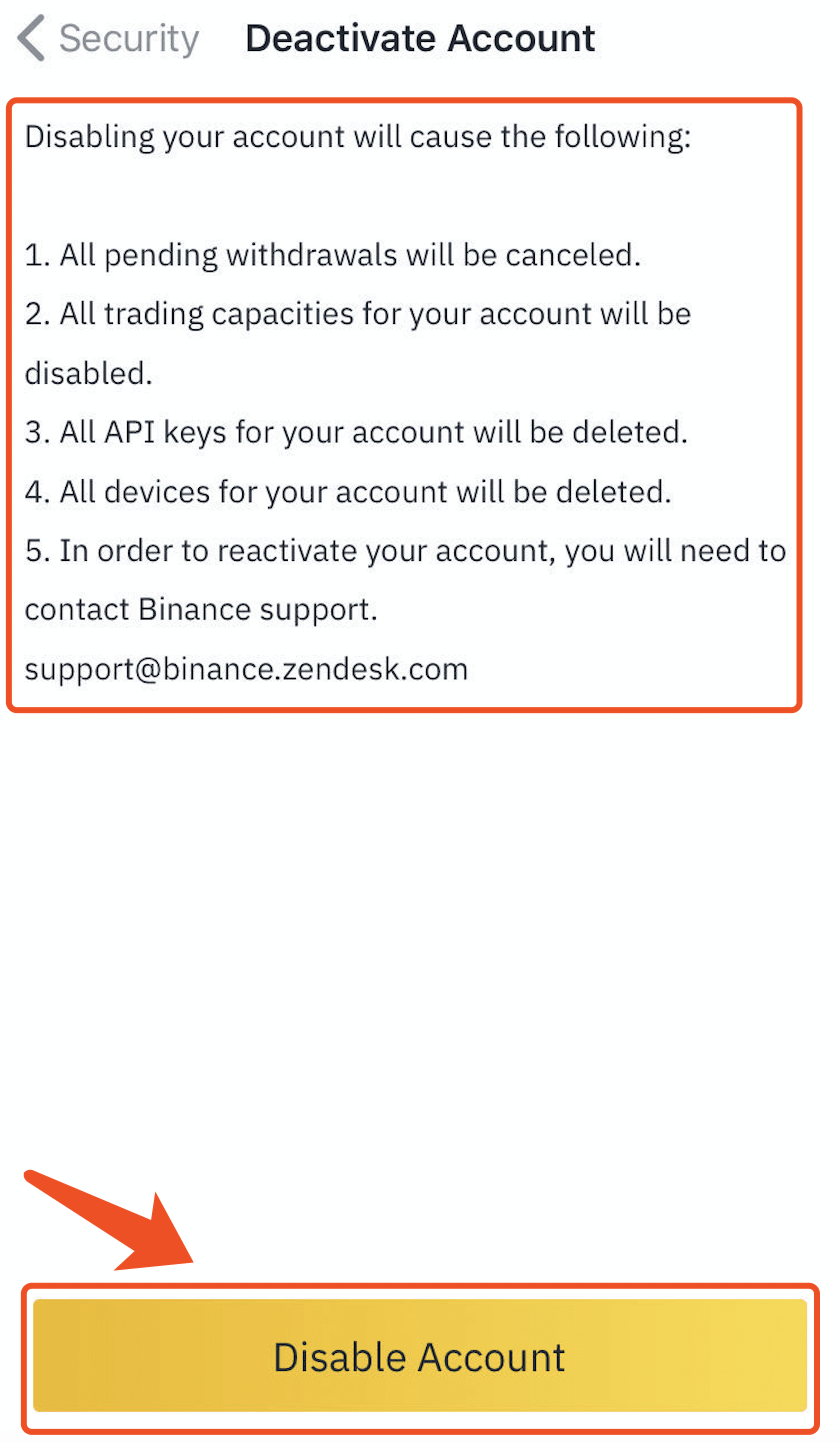 How to Disable an Account | Binance Support