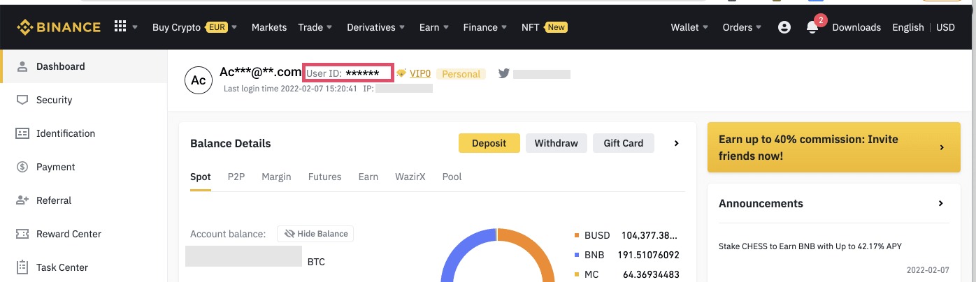 identification binance