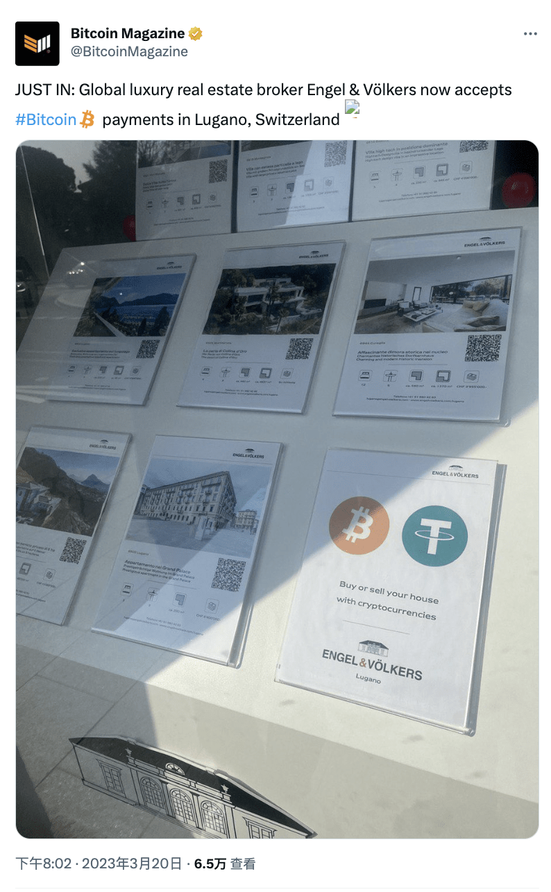 Real Estate Agency Engel & Völkers Accepts Bitcoin Payments in Lugano,  Switzerland | Binance News on Binance Square