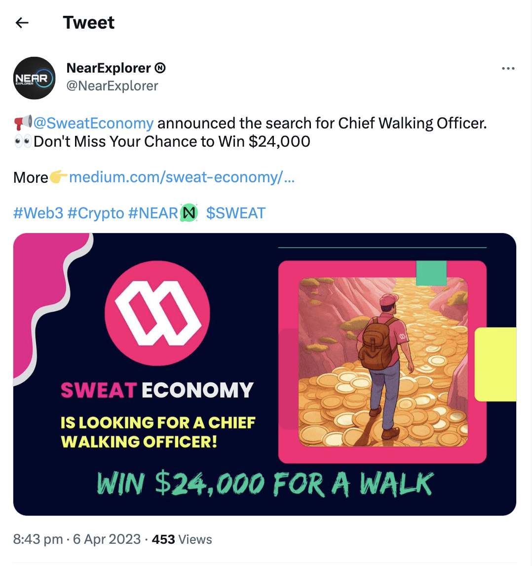 Sweatcoin (SWEAT) Presents Chief Walking Officer Competition | Binance News  على Binance Square