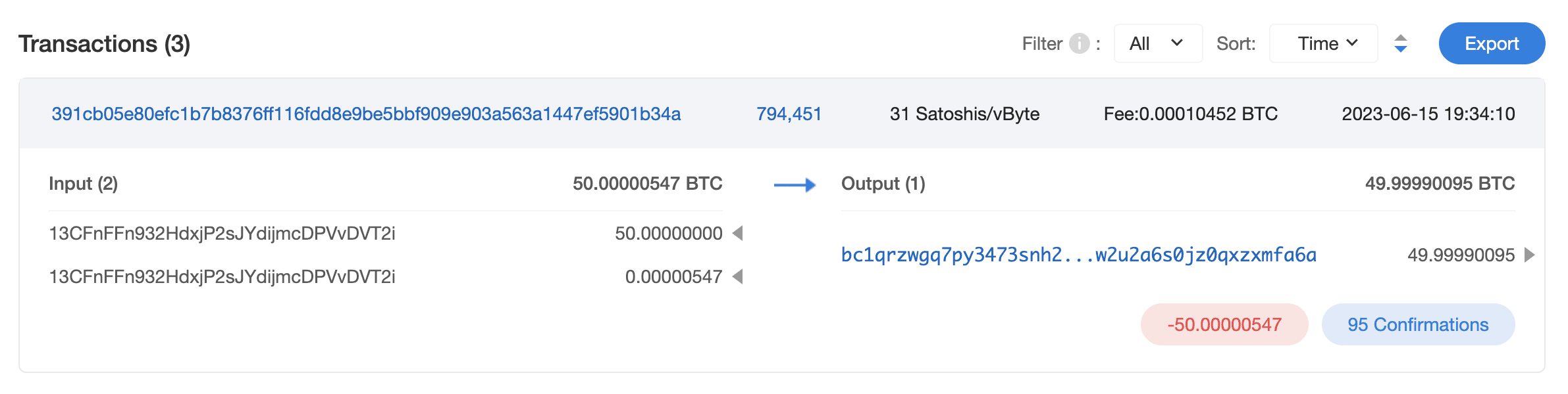 A Bitcoin address that has been dormant for 13 years transferred 50 BTC  last night | Binance News on Binance Square