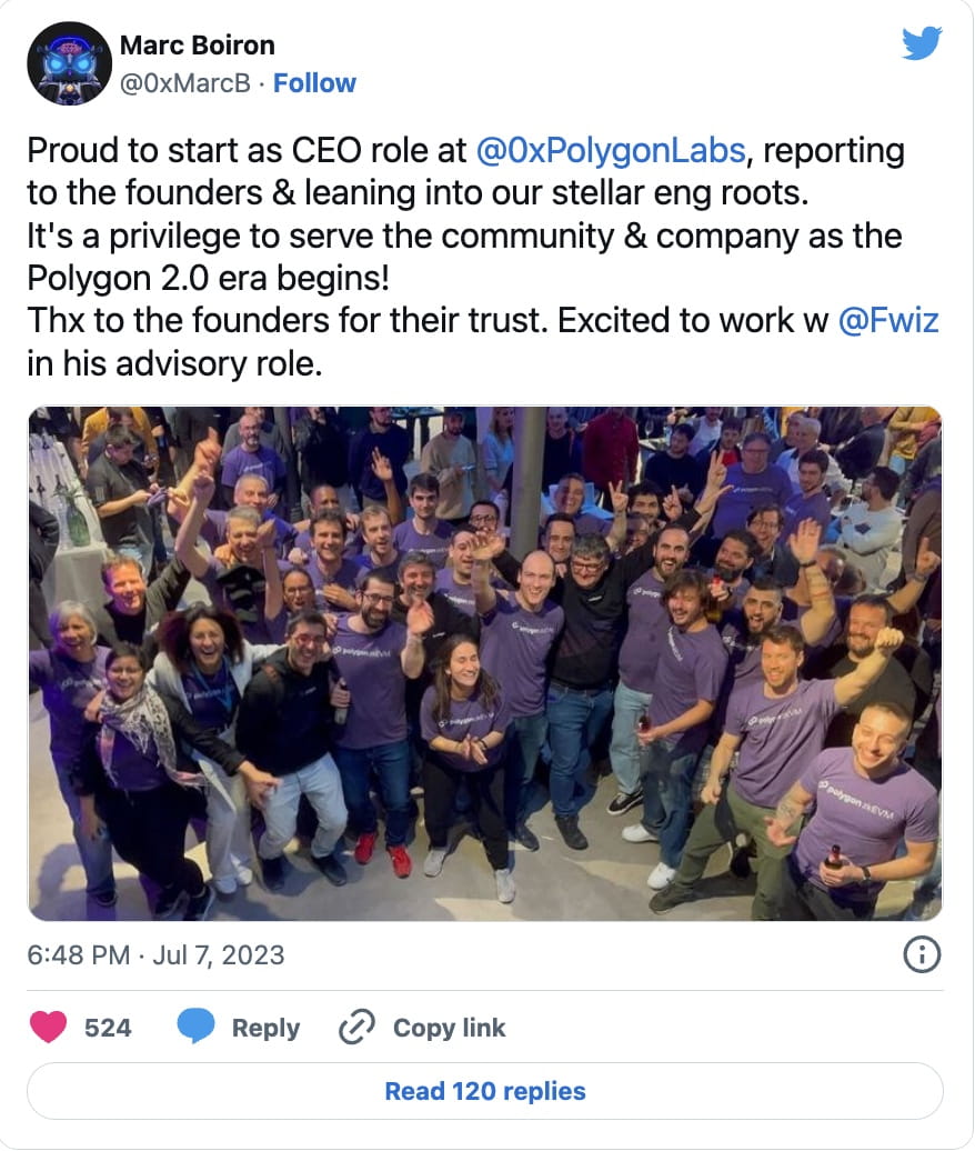 Shakeup At Polygon Labs: President Will Step Down and Chief Legal Officer  Will Become CEO | Binance News on Binance Square