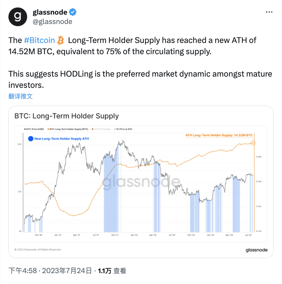 Bitcoin long-term holders hold 14.52 million BTC, a record high | Binance  News on Binance Square