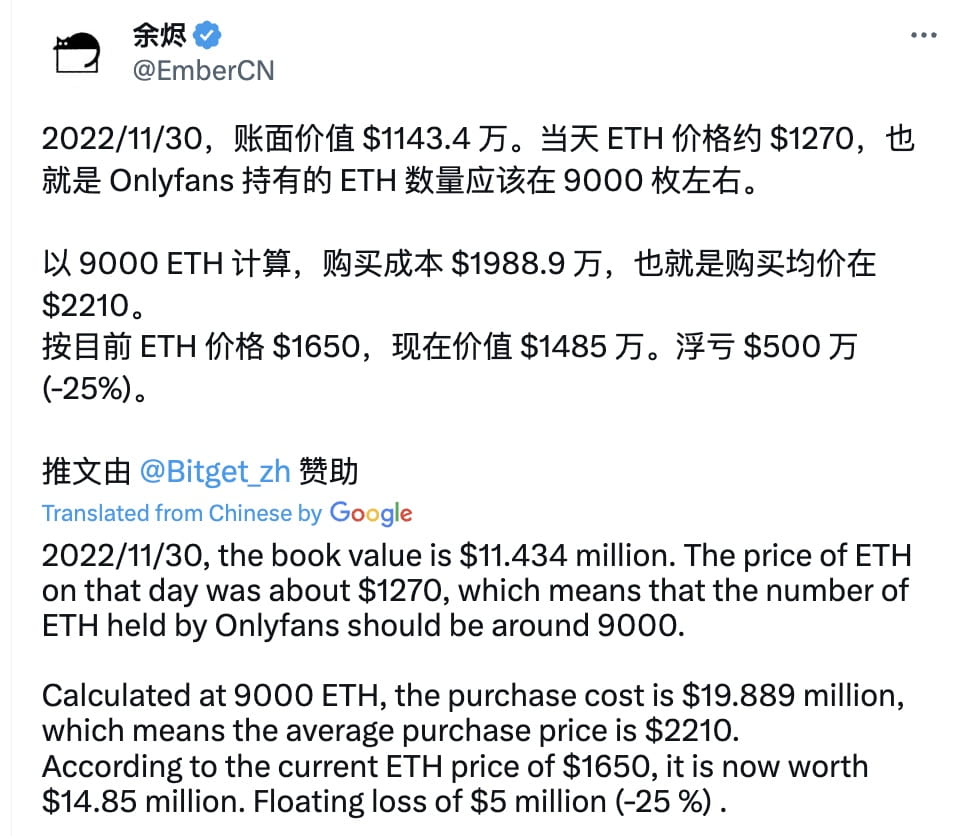 OnlyFans Parent Company Holds 9,000 ETH, Experiences $5 Million