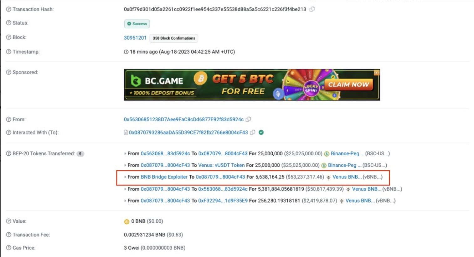 BNB Hacker Suffers $53M Loss in Market Crash Liquidation | Binance News on  Binance Square