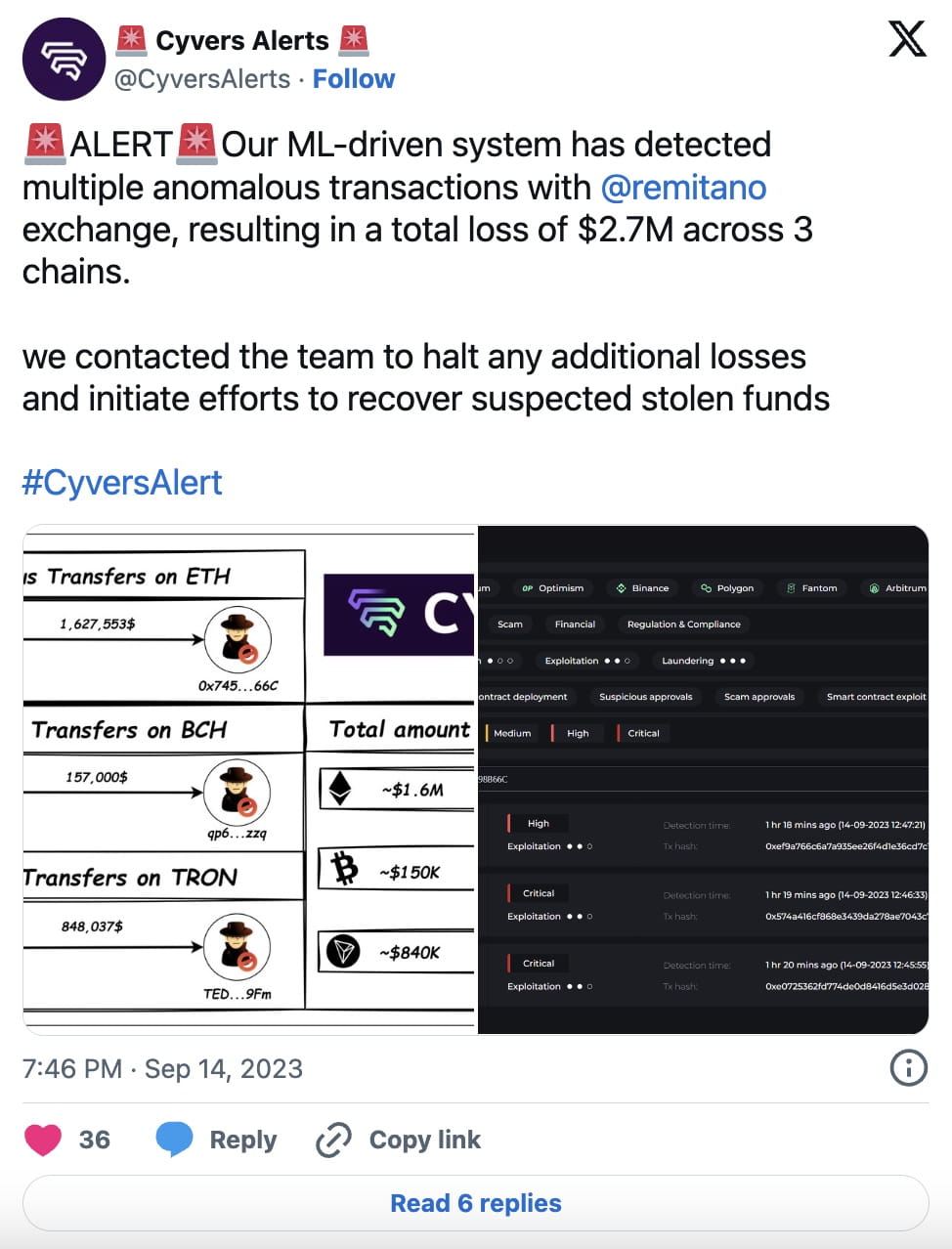 Remitano Exchange Loses $2.7 Million to Alleged Hack, Tether Freezes $1.4  Million | Binance News on Binance Square
