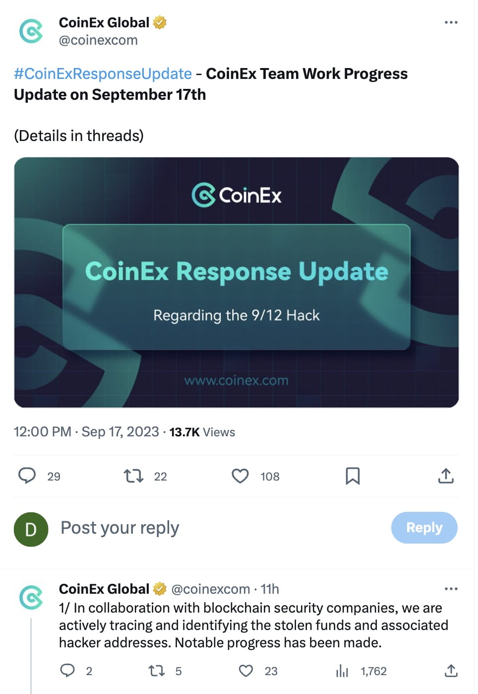 CoinEx Wallet Reconstruction Reaches 30% Completion After Security Incident  | Binance News on Binance Square