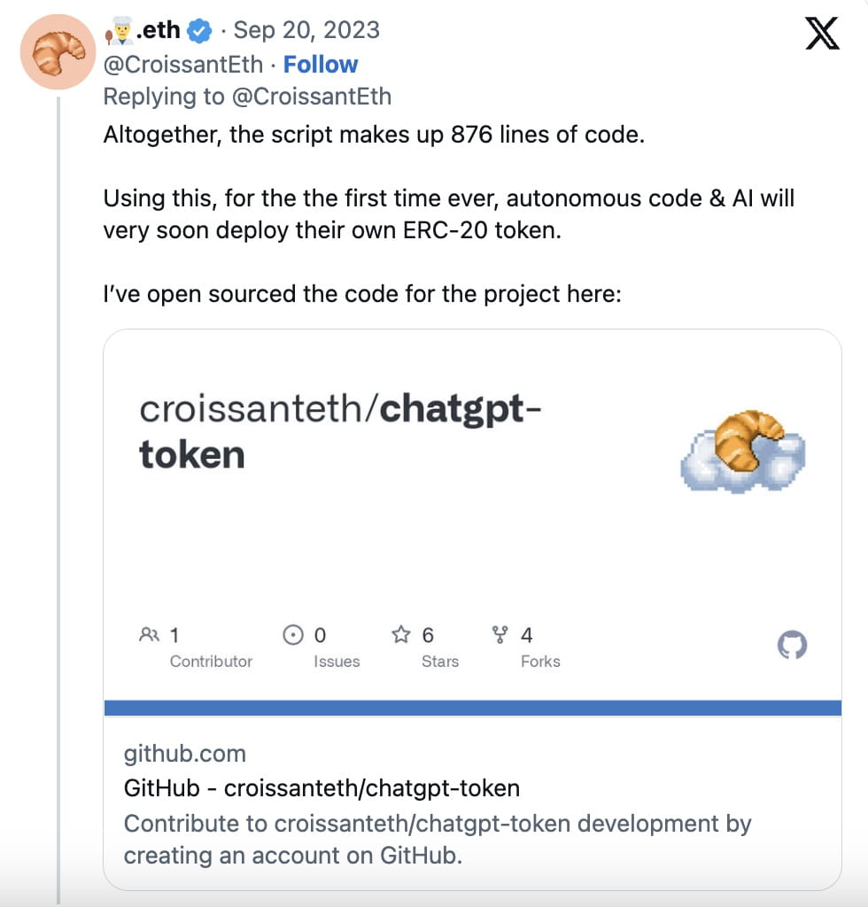 以太坊開發人員使用ChatGPT 部署AI 生成的Memecoin“AstroPepeX” | 幣安廣場上的Binance News