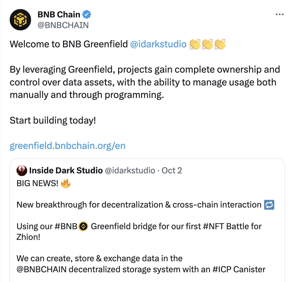 Greenfield Project Launches on Binance Smart Chain, Boosts Decentralization  and Inter-Chain Interactions | Binance News on Binance Square