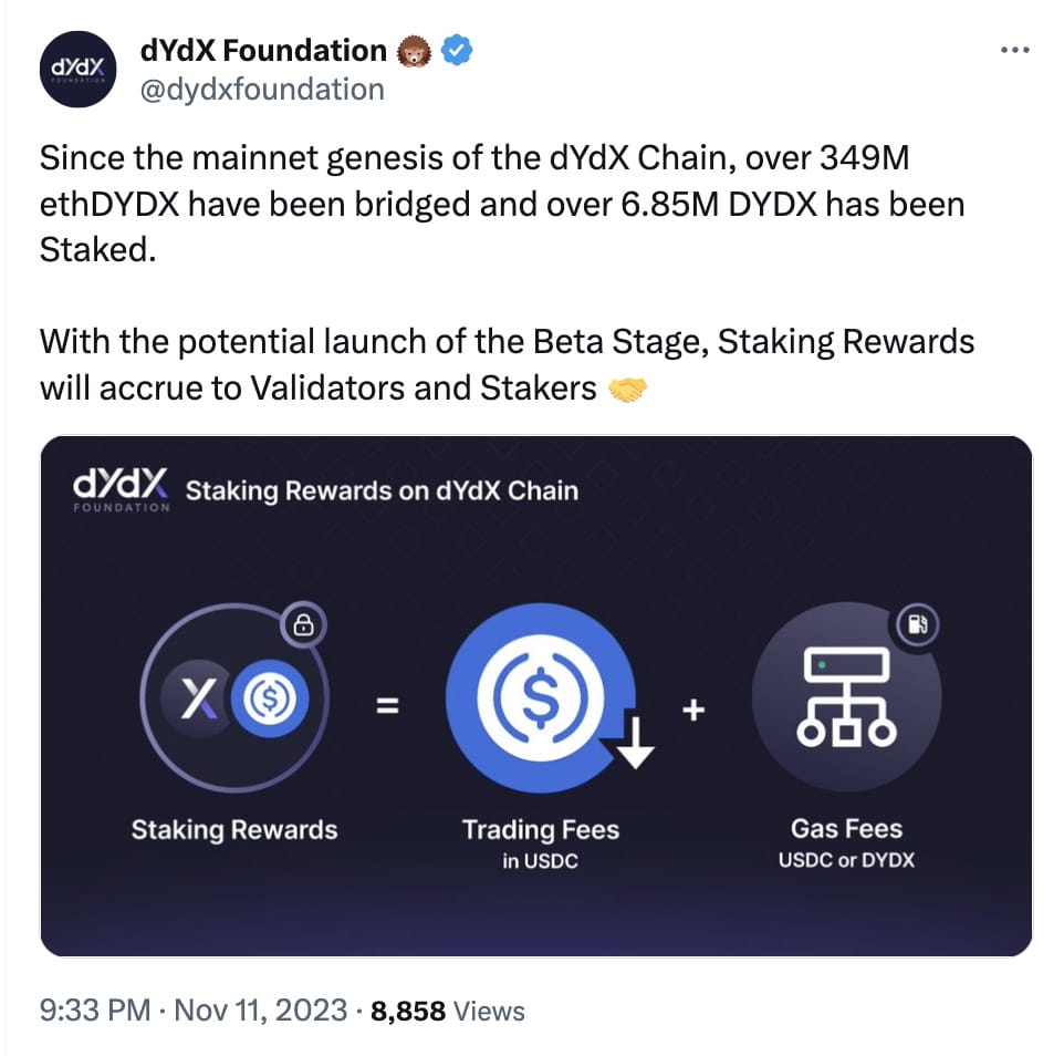 Over 349 Million ethDYDX Migrated Across Chains Following dYdX Chain  Mainnet Launch | Binance News on Binance Square