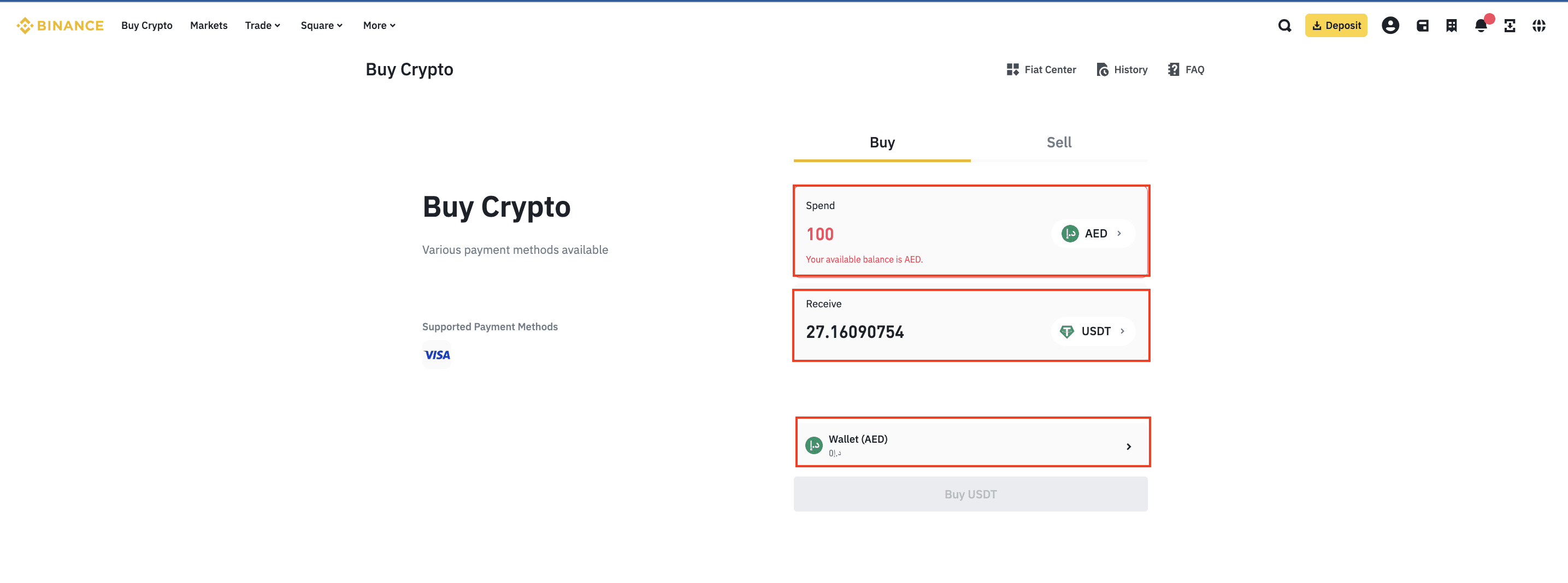How to onramp/offramp USDT using Cash Balance Binance Support