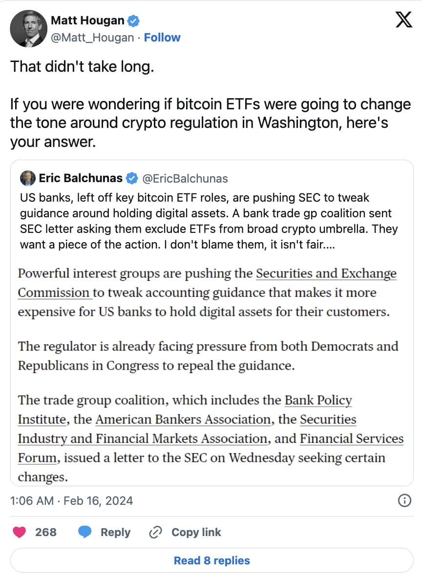 US Banks Lobby SEC to Change Crypto Rules, Eye Bitcoin ETF Custodian Role |  Binance News on Binance Square