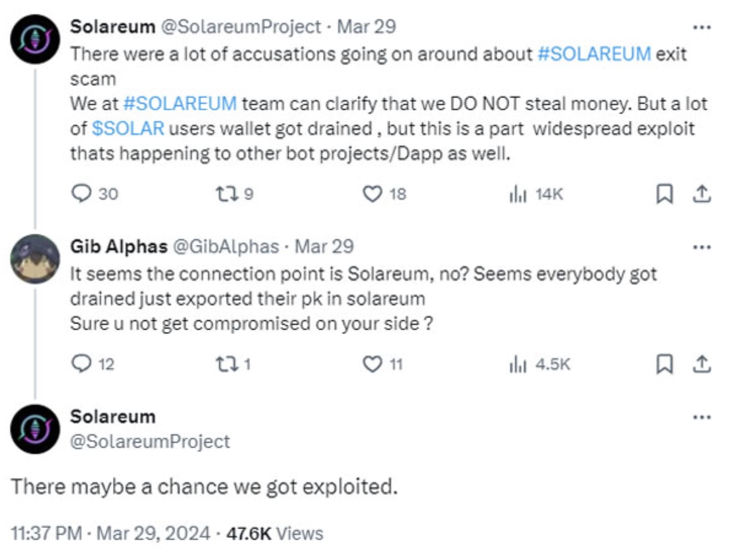 Solareum, el robot comercial de Telegram, cierra tras una explotación de  seguridad de 520.000 dólares | Binance News en Binance Square