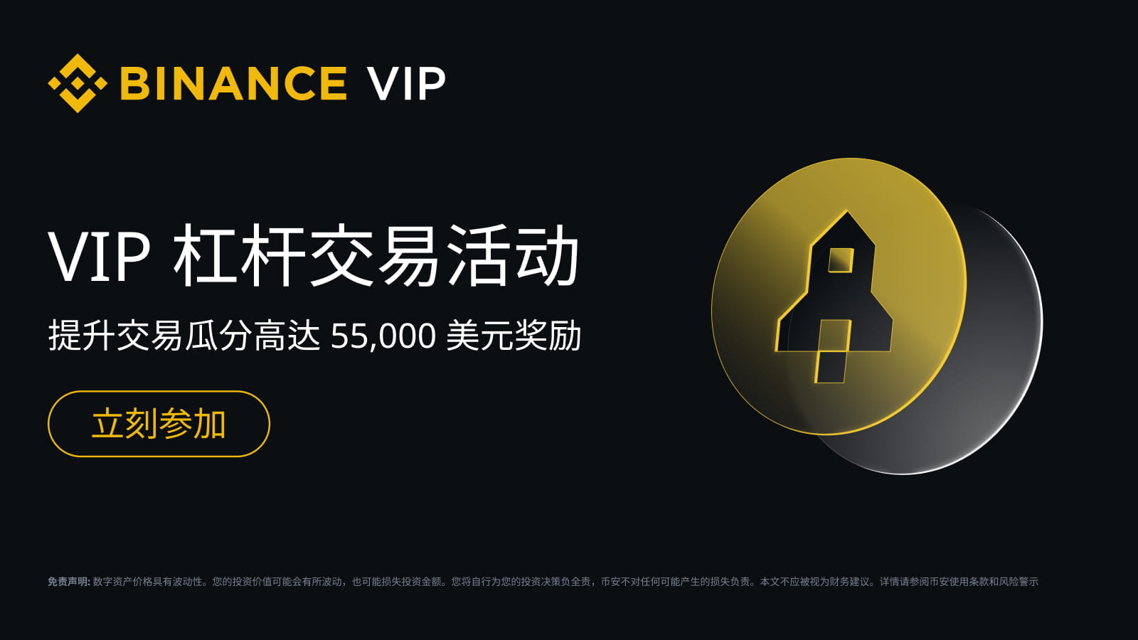 币安VIP杠杆交易活动：提升交易瓜分最高55,000 美元奖励| 币安公告,币安最新消息,杠杆