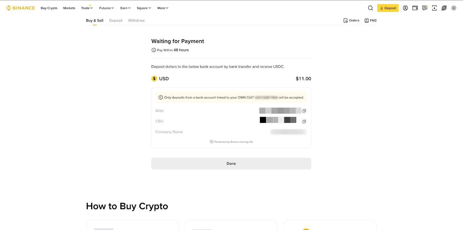 How to Buy USDC with USD via Bank Transfer in Argentina? | Binance Argentina