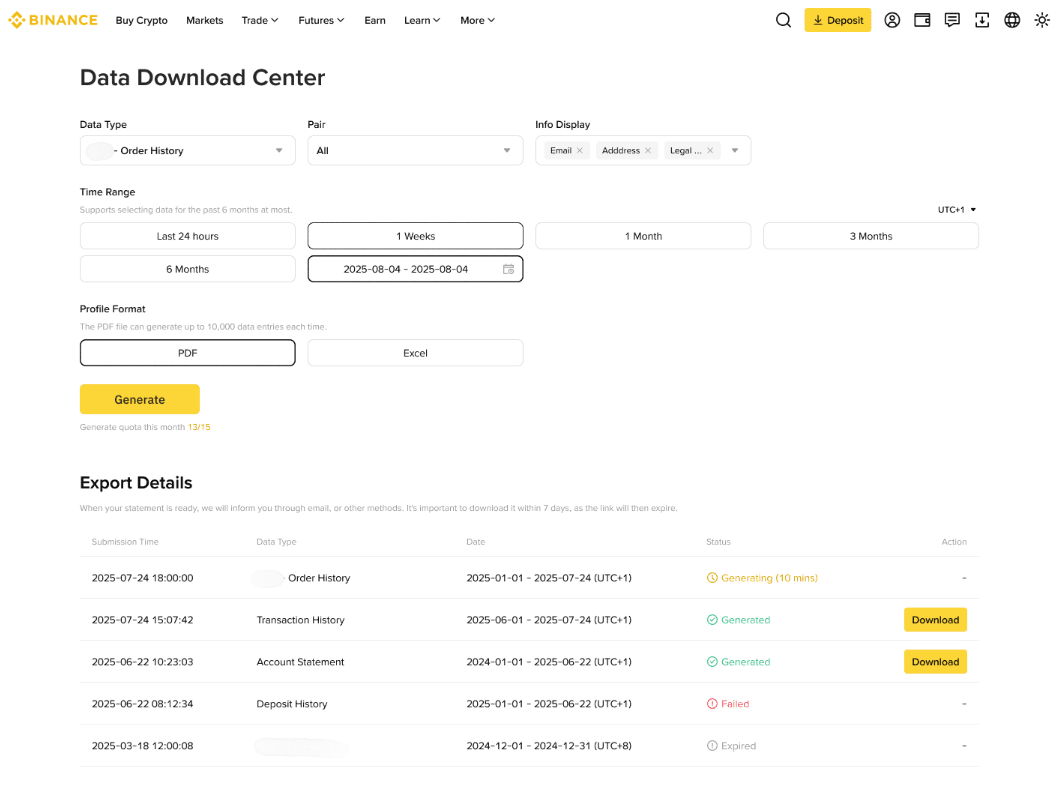币安Alpha 交易历史导出| 币安