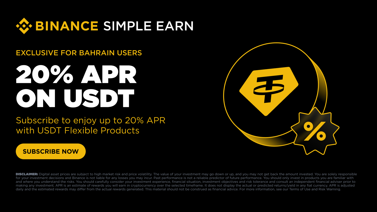 Bahrain Exclusive: Earn Up to 20% APR with USDT Simple Earn | Binance ...