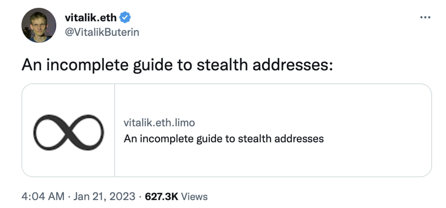 Is the stealth addresses guide released by Vitalik really that awesome? |  陈剑Jason on Binance Square