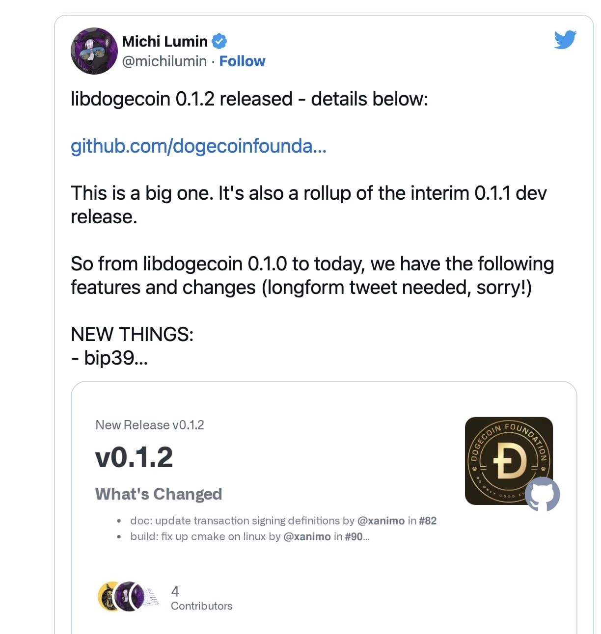 Dogecoin Foundation Unveils Significant Libdogecoin Toolset Update With  Libdogecoin 0.1.2 | CoinPhoton på Binance Square