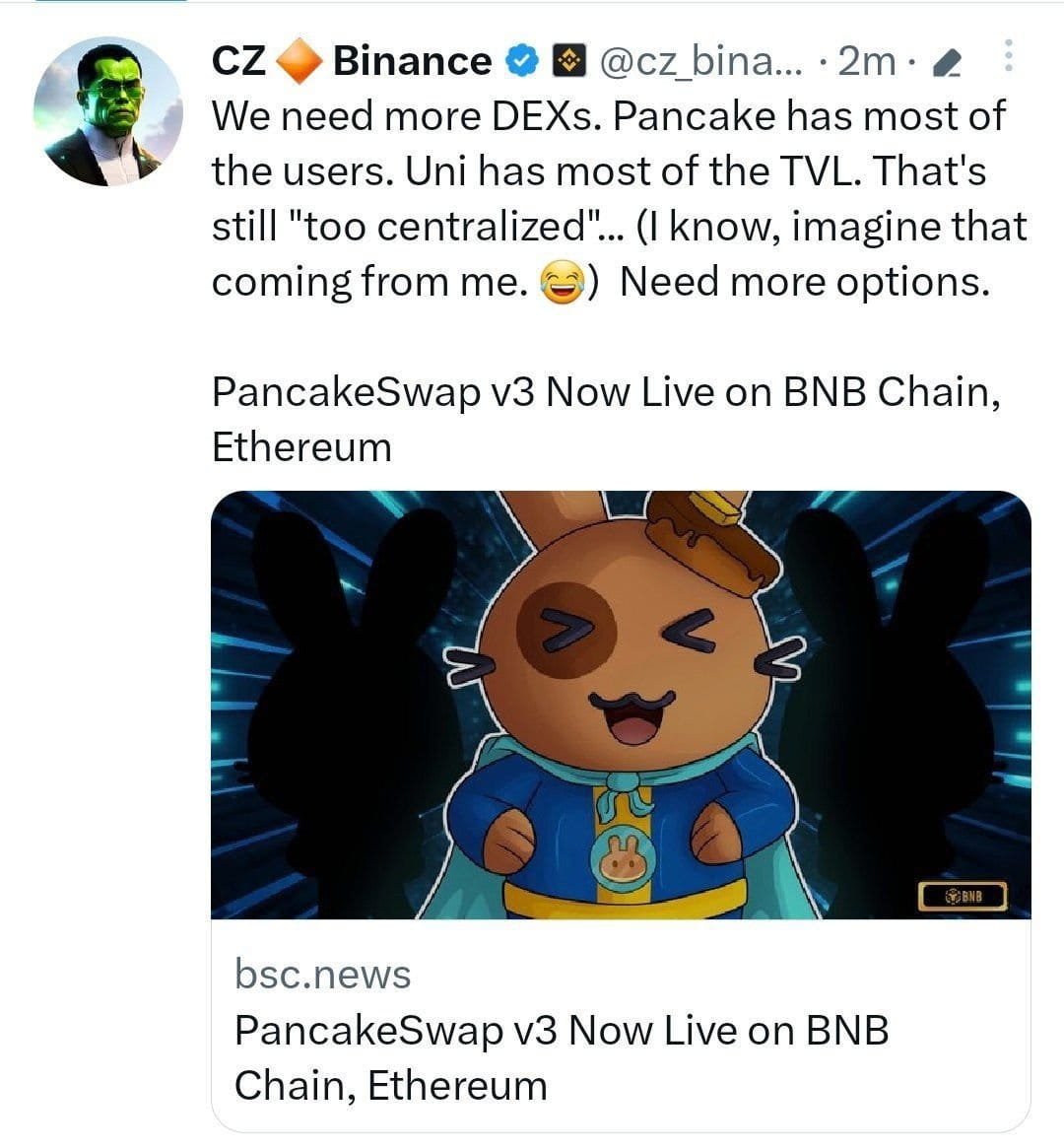 CAKE is Looking good after CZ and #PancakeSwap announce V3 | PRO Crypto  Tech on Binance Square
