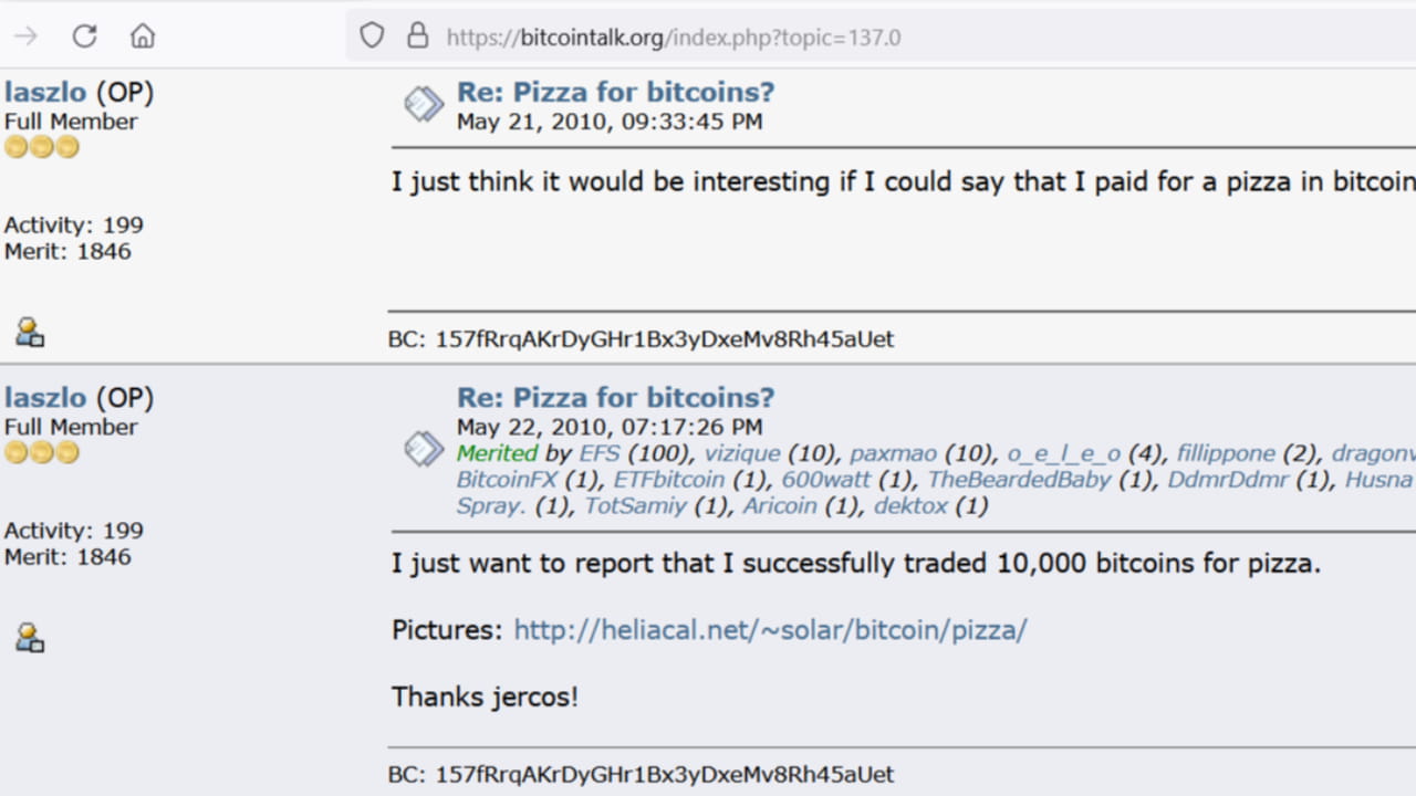 Original messages when Laszlo confirmed he bought 2 pizzas for 10K BTC (2nd  part) | Chibiguardians on Binance Square