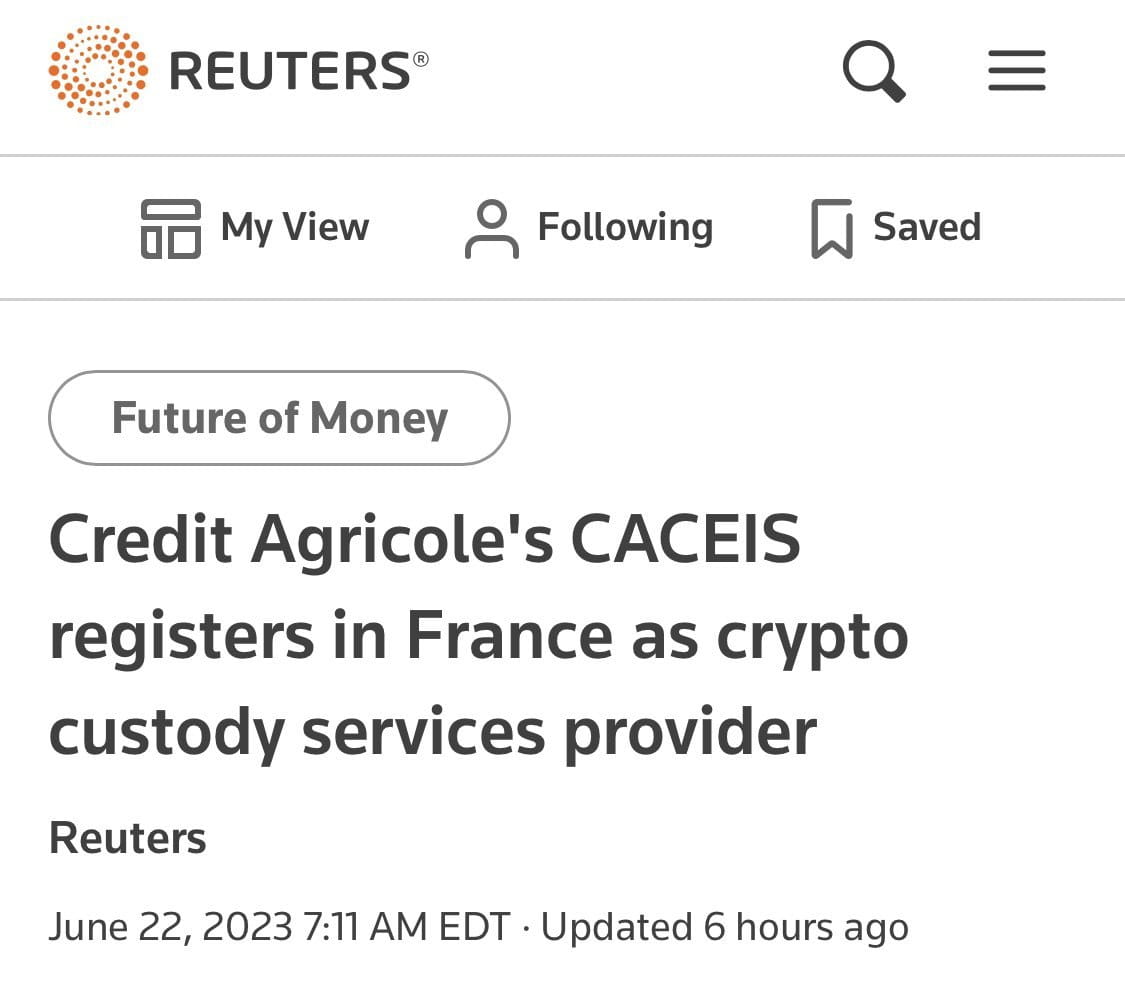 Crédit Agricole, the second-largest bank in France, has | Crypto myths on  Binance Square