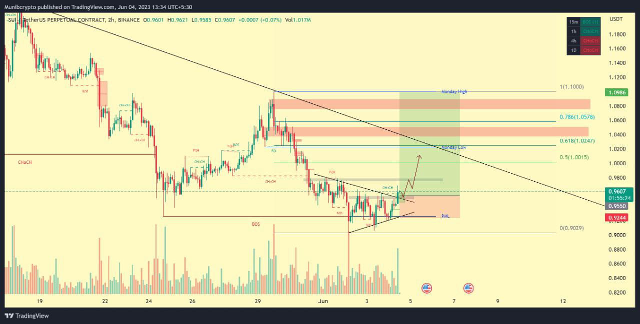 Long SUI Limit: 0.9550 - 0.9440 SL: 1hr candle close below | MONEY BANK ...