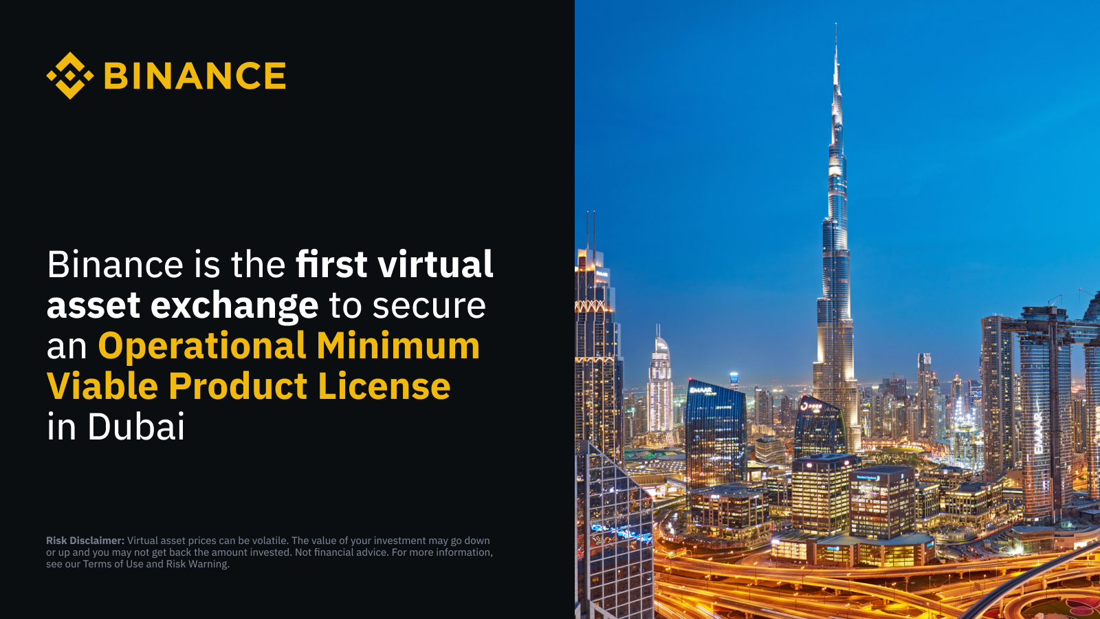 Binance becomes the first virtual asset trading platform to obtain MVP  operating license in Dubai | Binance Blog on Binance Square