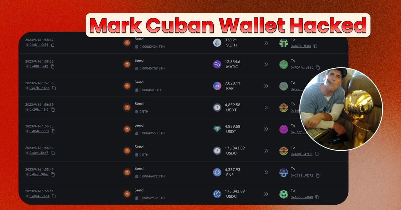 🚨 Mark Cuban Wallet Hacked 🚨 Earlier today, some | Crypto Talk on Binance  Square