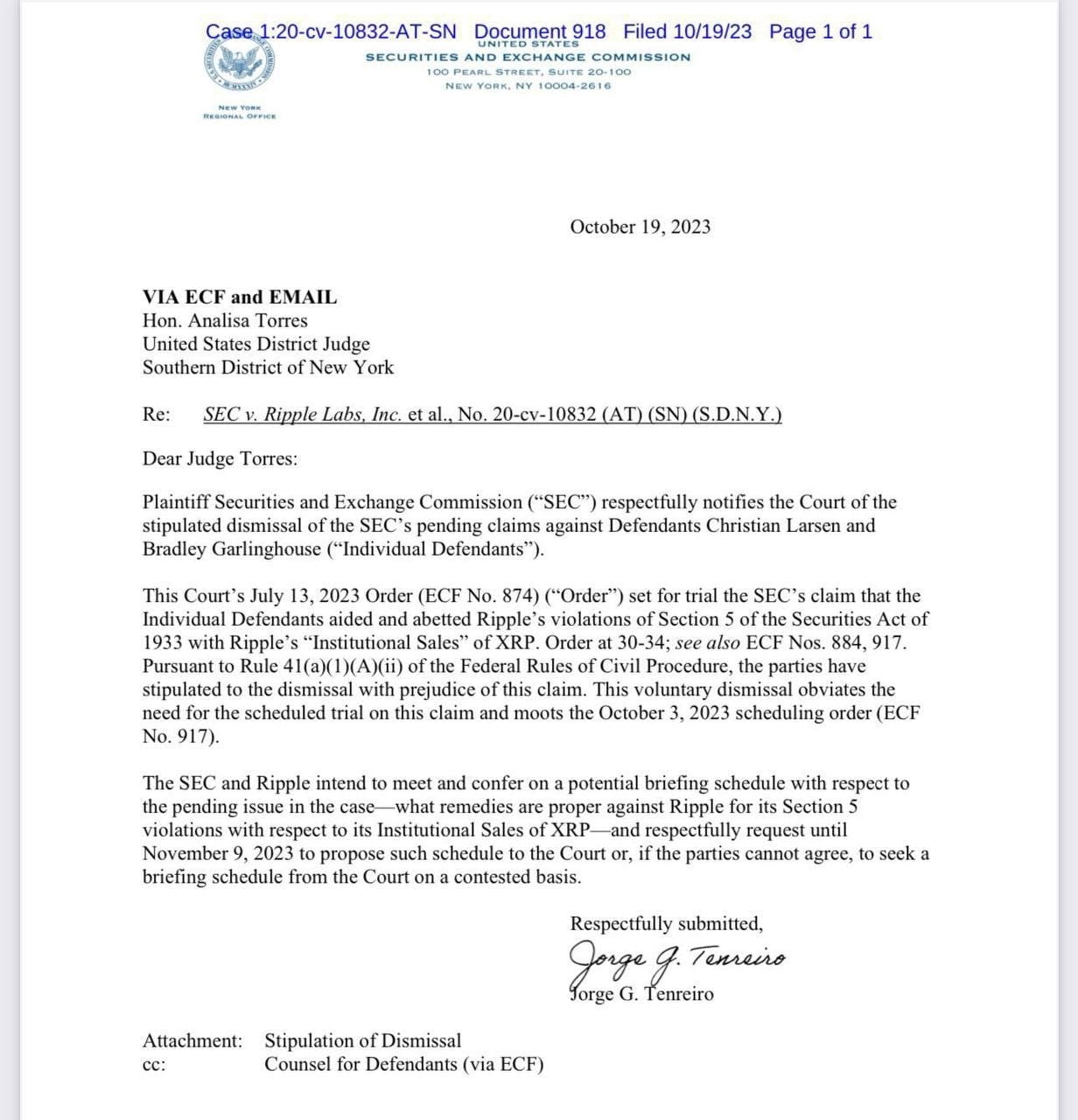 ⚖️SEC drops charges against Ripple management. 🌐The US Sec | E N S I GN T  R A D I N G ຢູ່ຟີດຂ່າວຂອງ Binance