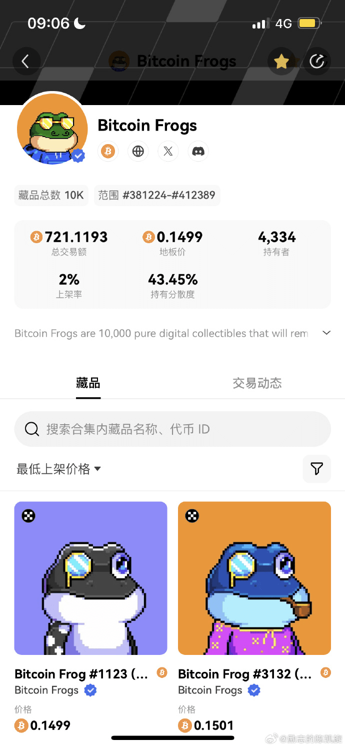 BTC生态未来的绝对蓝筹NFT：青蛙众所周知BTC青蛙分为两种： 比特蛙Bitcoin Frogs | 拾光月神on Binance Square